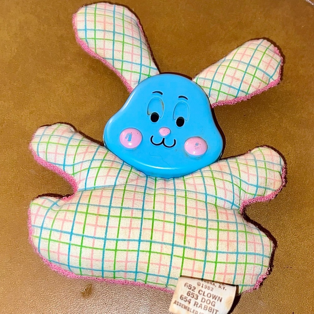 Fisher-Price Soft Shakes Rabbit Bunny Rattle Plush Stuffed 654 Animal Toy 1982